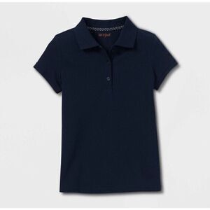 Cat & Jack Girls Uniform S 6/7  Navy Blue Short Sleeve Polo Shirt